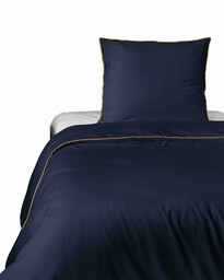 Detexpol Pościel satynowa 140x200 granatowa z lamówką z jedną poszewką 70x80 Mako Satin 62