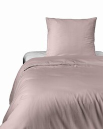 Detexpol Pościel satynowa 140x200 różowa pudrowa z lamówką z jedną poszewką 70x80 Mako Satin 62