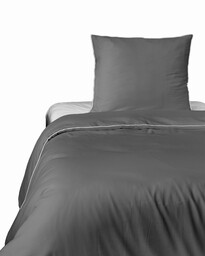 Detexpol Pościel satynowa 140x200 szara z lamówką z jedną poszewką 70x80 Mako Satin 62