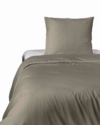 Detexpol Pościel satynowa 140x200 taupe z lamówką z jedną poszewką 70x80 Mako Satin 62
