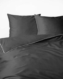 Detexpol Pościel satynowa 160x200 grafitowa z lamówką Mako Satin 62