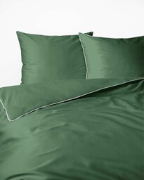Detexpol Pościel satynowa 160x200 zielona z lamówką Mako Satin 62