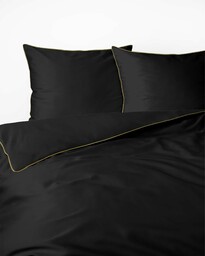 Detexpol Pościel satynowa 220x200 czarna z lamówką Mako Satin 62