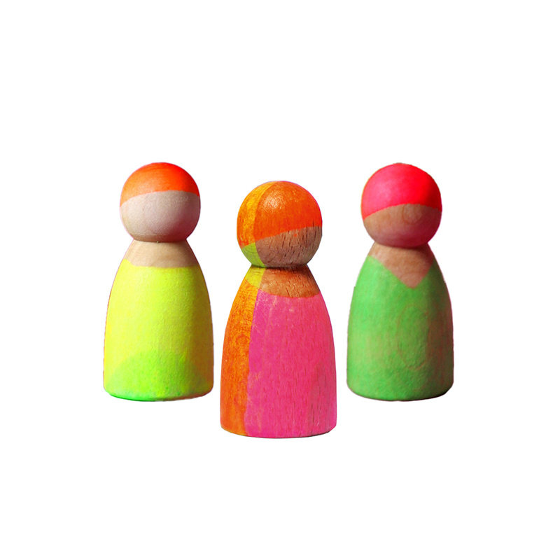 Drewniane figurki Przyjaciele Neon Pink/Green Grimms