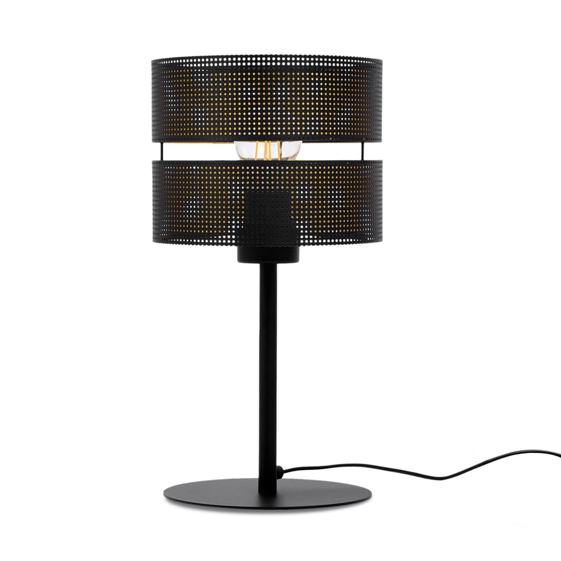 Czarno-złota lampka z ażurowym abażurem K-5226 z serii ZIMBO