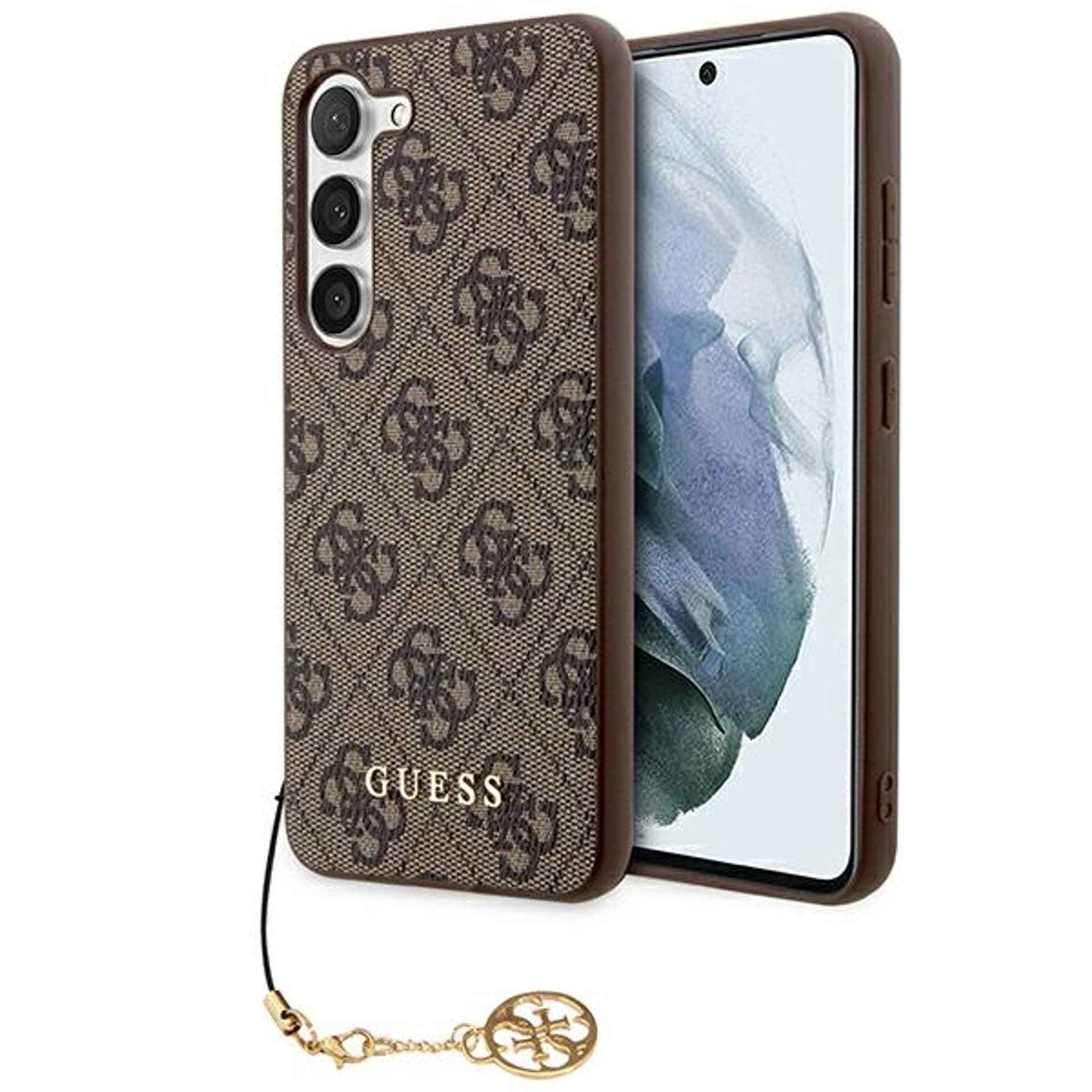 Guess Etui 4G Charms Collection do Galaxy A55, brązowe