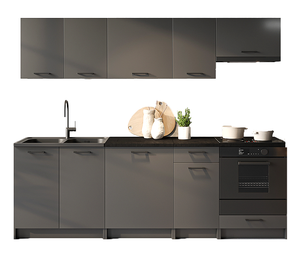 Zestaw 8 mebli do kuchni 240 cm grafit mat L5-Z41