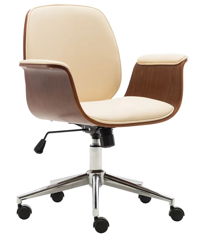 Elior Kremowy fotel industrialny z ekoskóry na kółkach - Keltis 4X