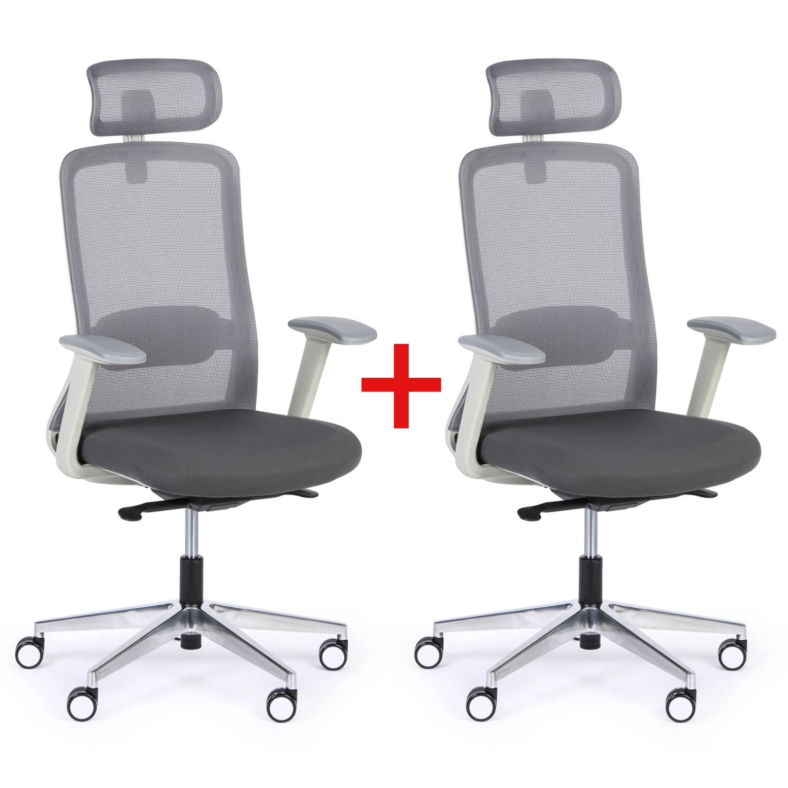 Krzesło biurowe JAMES 1+1 GRATIS szary