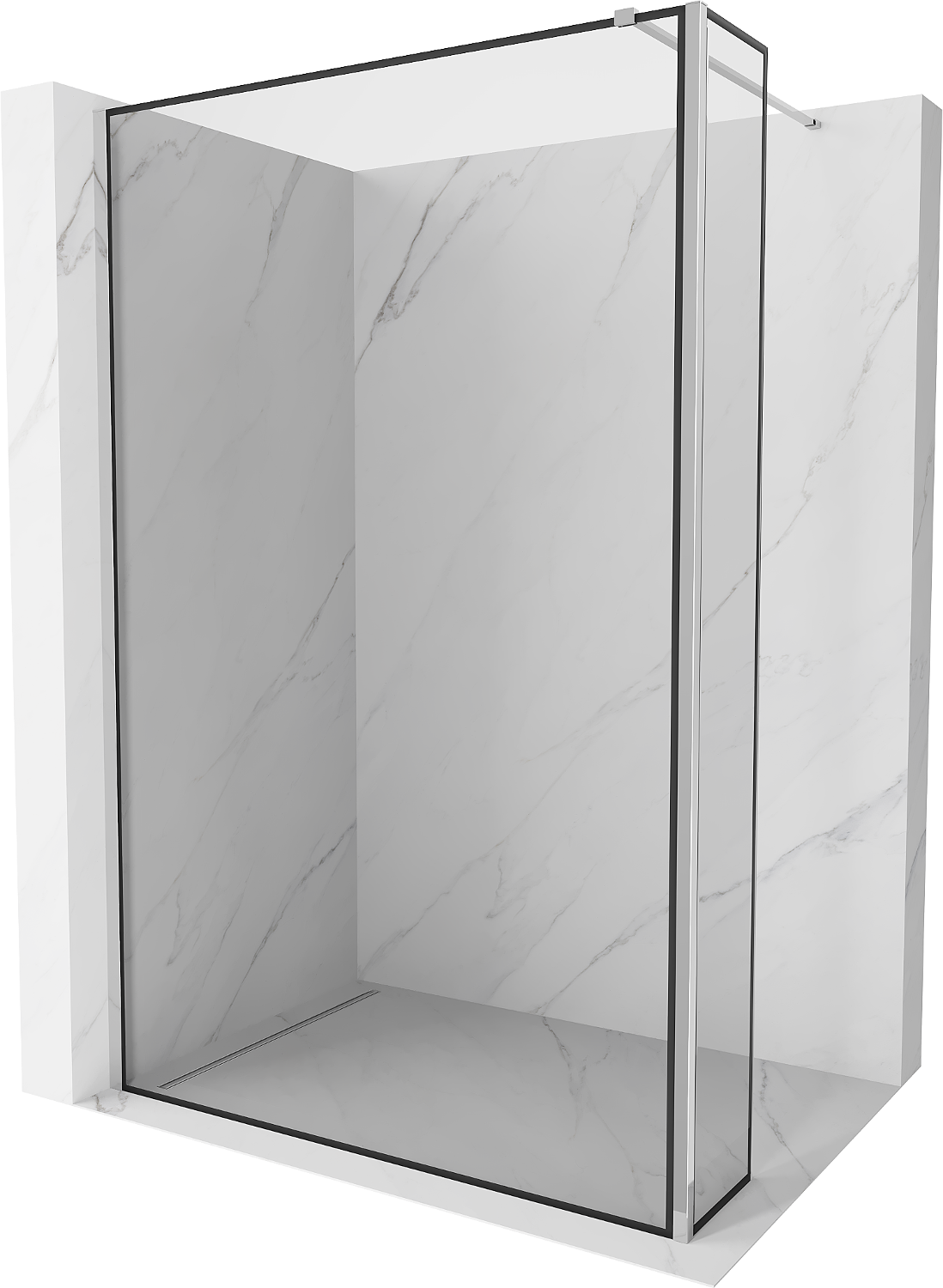 Mexen Kioto ścianka prysznicowa Walk-in 120 x 30 cm, czarny wzór, chrom - 800-120-212-01-70-030