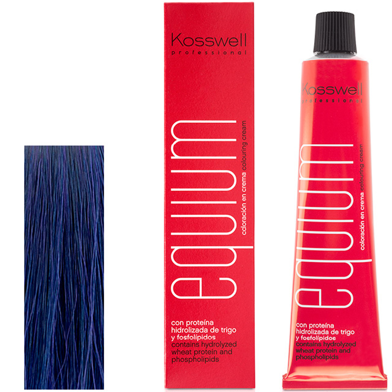 Kosswell Equium Kontrast 098, Profesjonalna farba do włosów, Kontrast Niebieski, 60ml