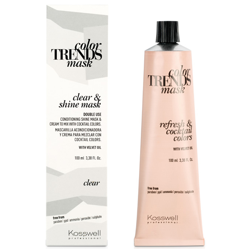 Kosswell Color Trends Mask, kremowa farba do półtrwałej koloryzacji, clear shine&mask, 100ml