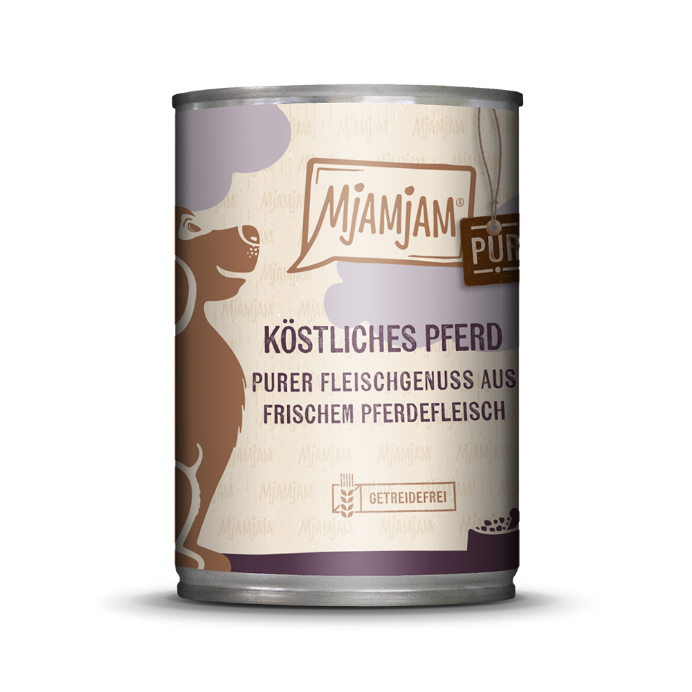 Korzystny pakiet MjAMjAM purer Fleischgenuss, 12 x 400 g - Pyszna konina