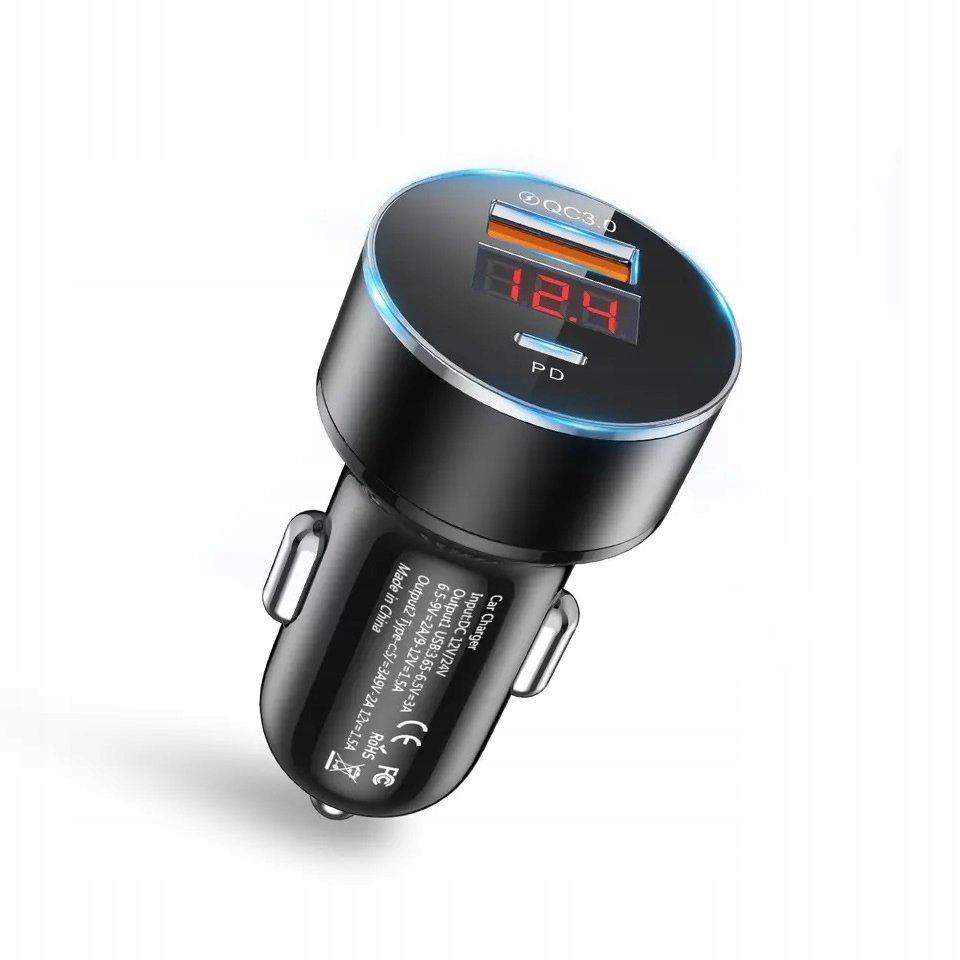 Ładowarka samochodowa 36W USB+PD szybkie ładowanie