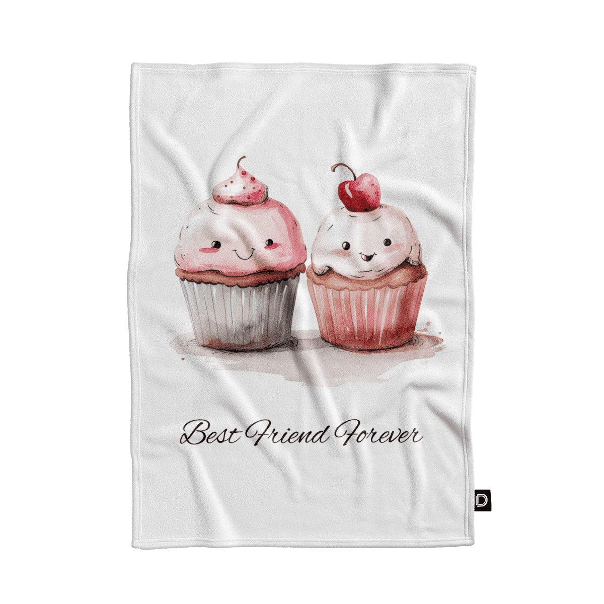 Koc pluszowy dla przyjaciela wzór BFF02 | babeczki 135 x 100 cm