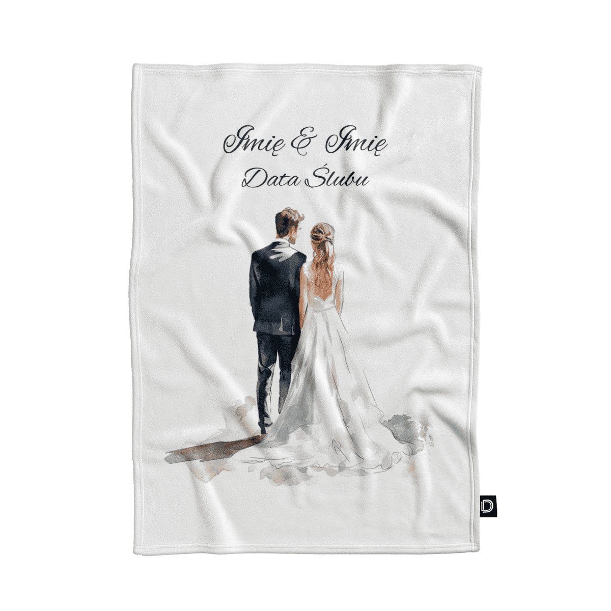 Koc pluszowy ślubny wzór LS21 | sesja ślubna 135 x 100 cm