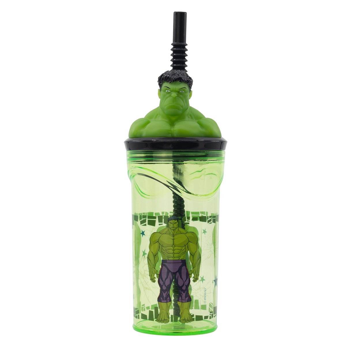 Kubek ze słomką i figurką 3D HULK 360ml