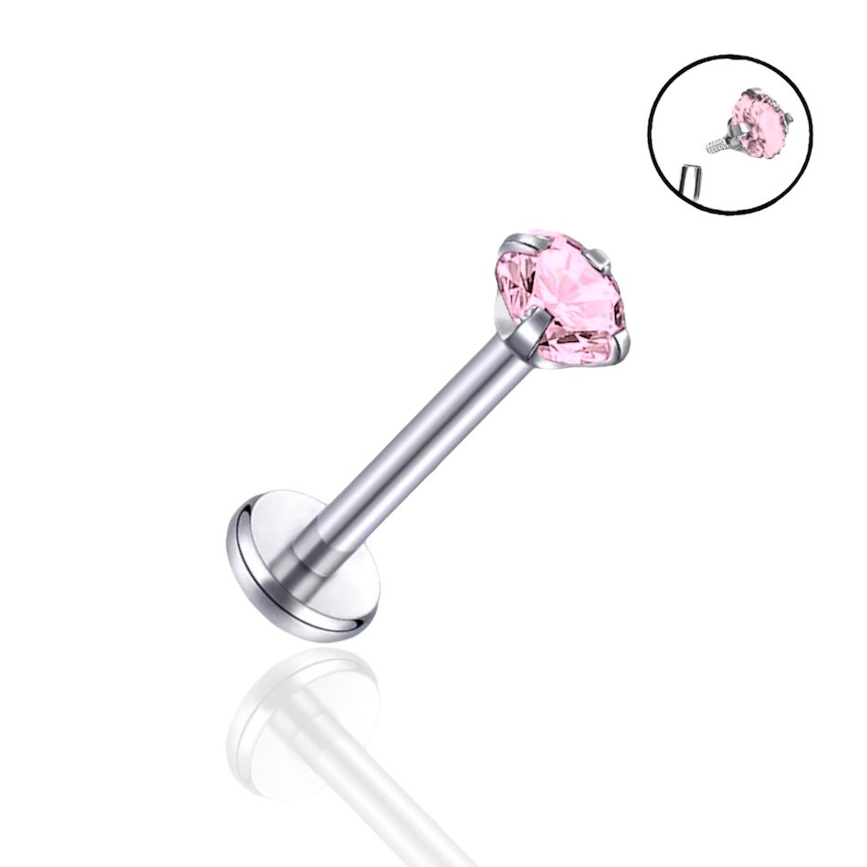 Kolczyk Tytanowy Labret z cyrkonią 1,2/12/3