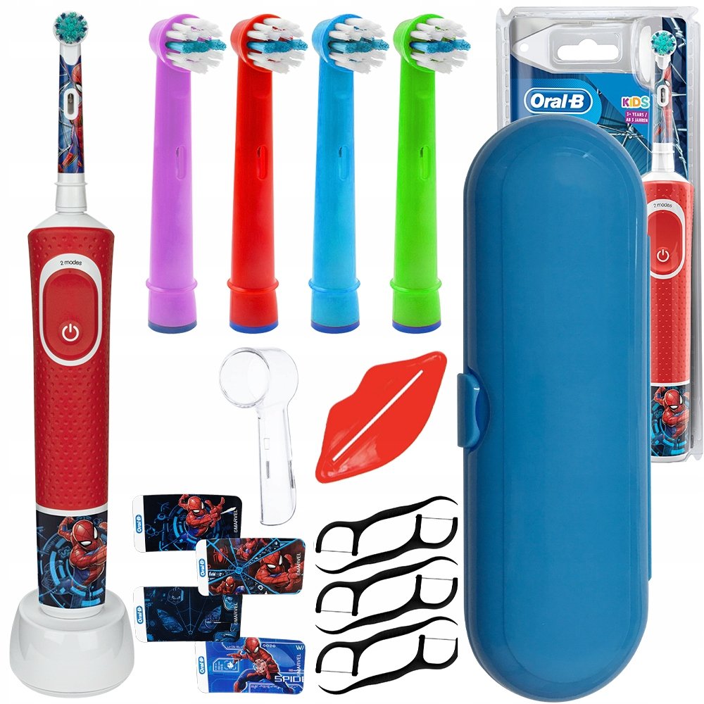 Szczoteczka Elektryczna Oral-B Vitality 100 Spiderman + 4 Końcówki kolorowe + akcesoria