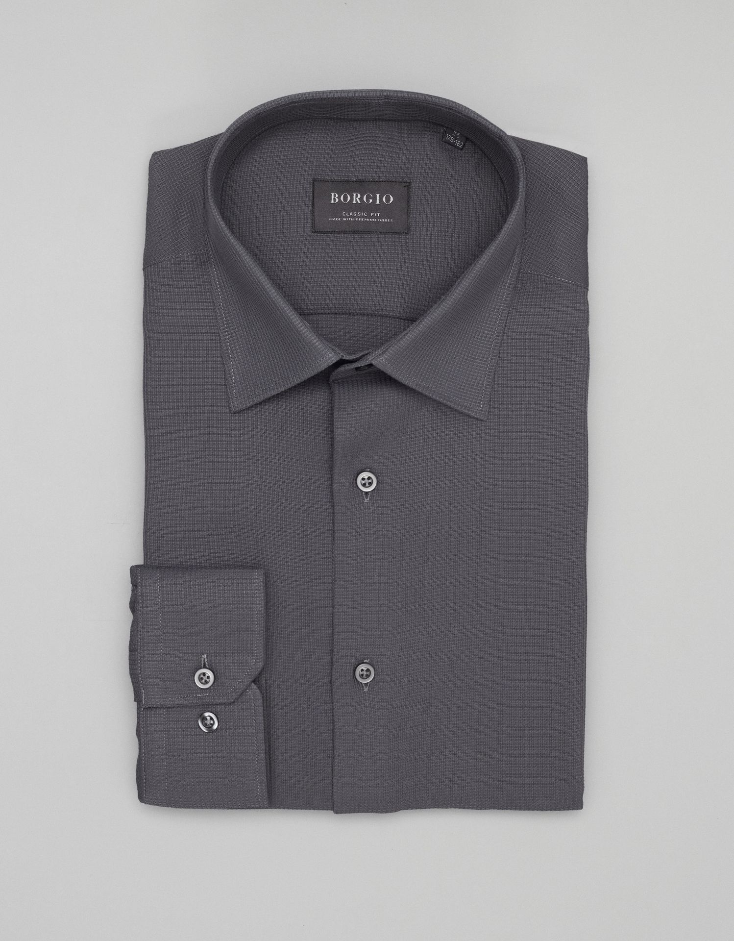 koszula licodia 00459 długi rękaw szary classic fit