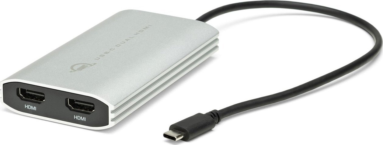 Adapter AV OWC OWC Adapter Thunderbolt 3 > Dual HDMI 4K silver/black, 26cm, with DisplayLink