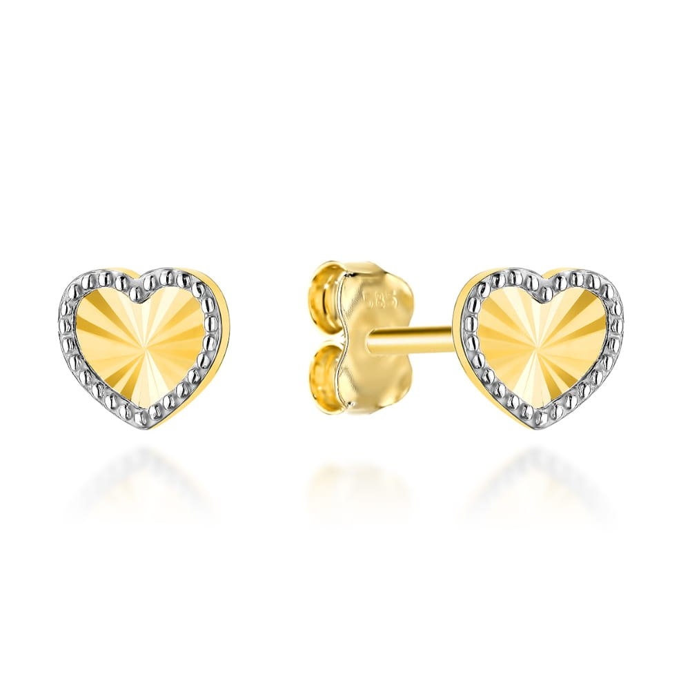 Kolczyki złote diamentowane serca w dwóch kolorach złota (Gramatura: 0.97)
