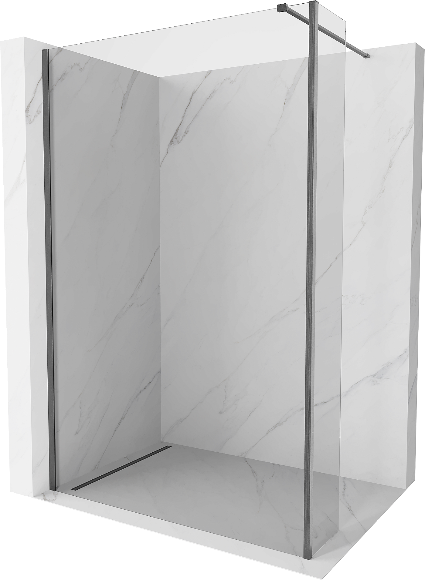 Mexen Kioto ścianka prysznicowa Walk-in 110 x 30 cm, transparent, gun gray szczotkowany - 800-110-212-66-00-030