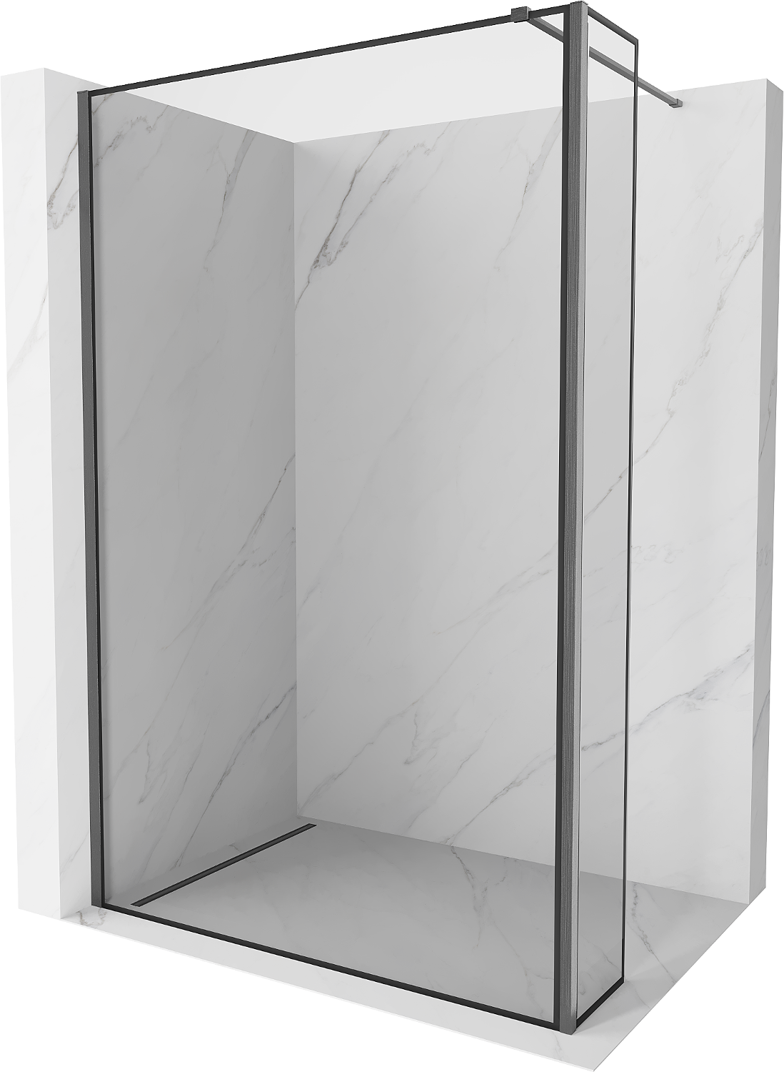 Mexen Kioto ścianka prysznicowa Walk-in 100 x 40 cm, czarny wzór, gun gray szczotkowany - 800-100-212-66-70-040