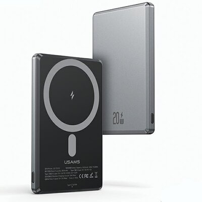 USAMS Powerbank indukcyjny 5000mAh 20W Fast Charge ciemnoszary/dark grey 10KCD22001 (US-CD220)