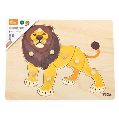 VIGA Toys Drewniane Puzzle Montessori Lew z Pinezkami