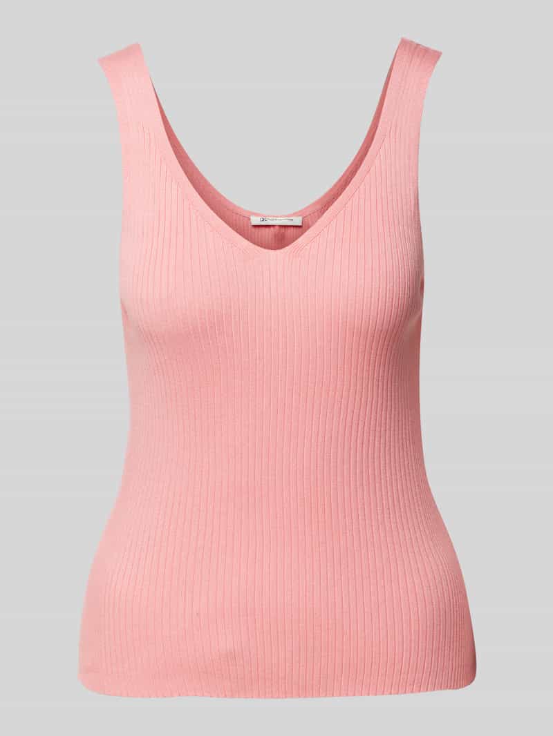 Top z dzianiny z dekoltem w serek