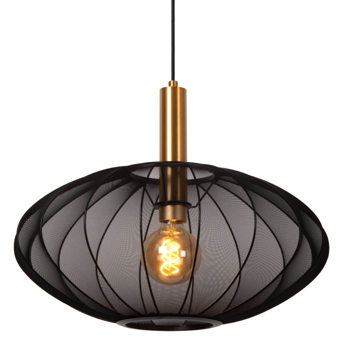 Lampa wisząca nad stół Corina 03447/52/30 Lucide klosz siatka czarna złota