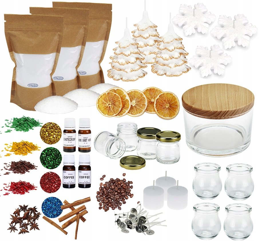 Duży zestaw do robienia świec XXL + świeczki do dekoracji świątecznych 30