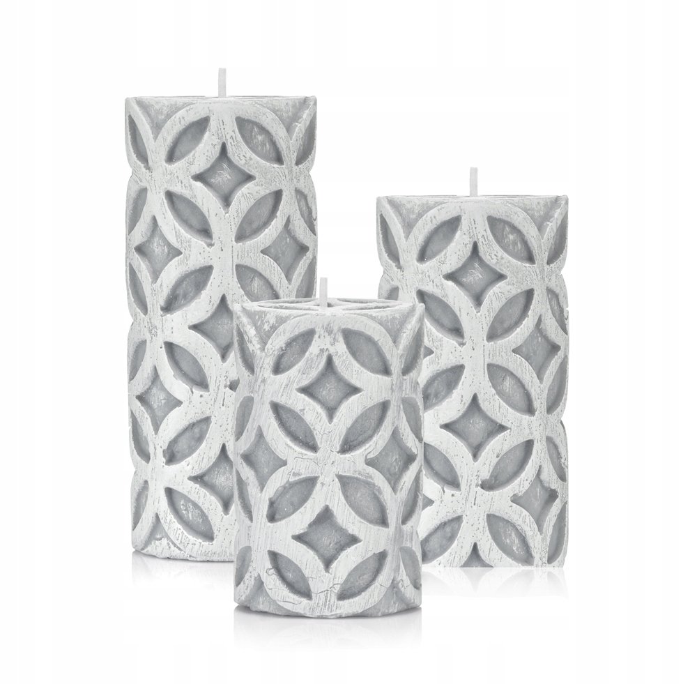 ŚWIECA DEKORACYJNA KOŁA - ZESTAW 3 SZT kolor SZARY