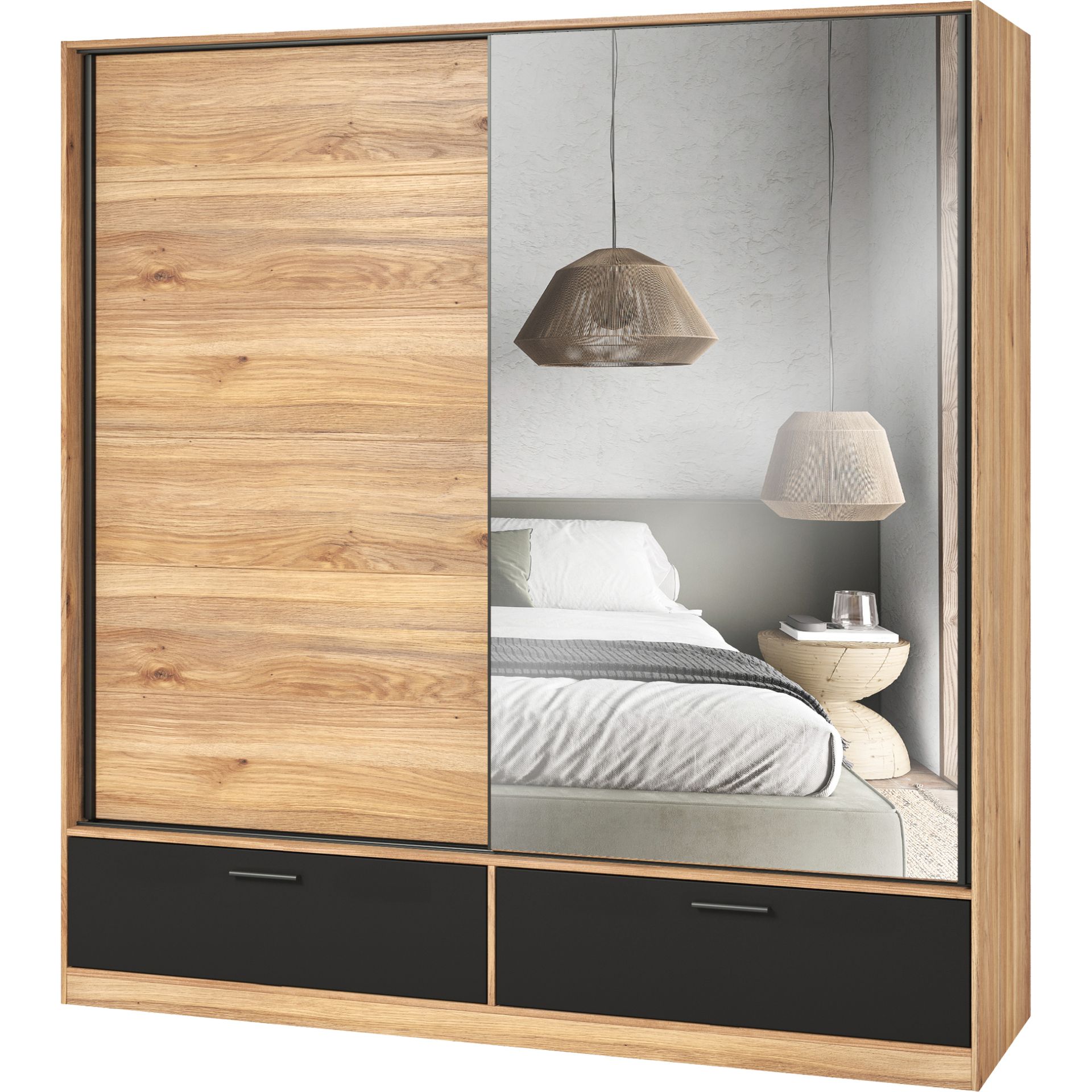 Szafa 2D 22MW1661 TYP-61 Beta Helvetia Wieruszów Dąb Mauvella, Czarny