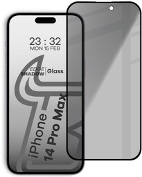 Bizon Prywatyzujące szkło hartowane Glass Edge Shadow do iPhone 14 Pro Max, przyciemniane z czarną ramką