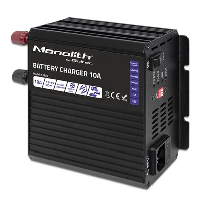 Qoltec Inteligentna łaowarka Monolith do akumulatorów LiFePO4 AGM GEL SLA | 10A | 12V