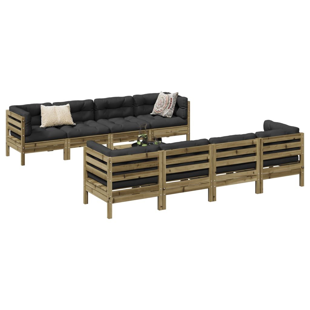 vidaXL 9-cz. zestaw wypoczynkowy do ogrodu, z poduszkami, impregnowany