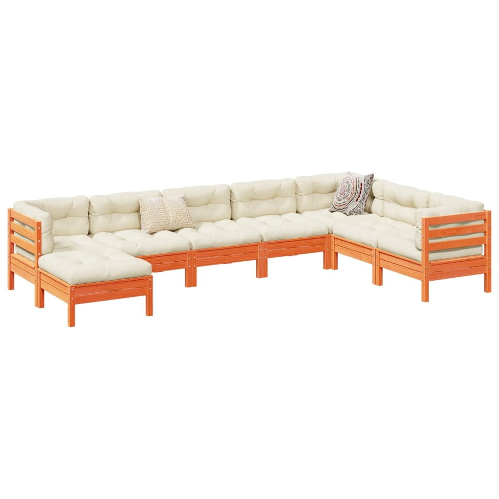 vidaXL 8-cz. zestaw wypoczynkowy do ogrodu, z poduszkami, woskowy brąz