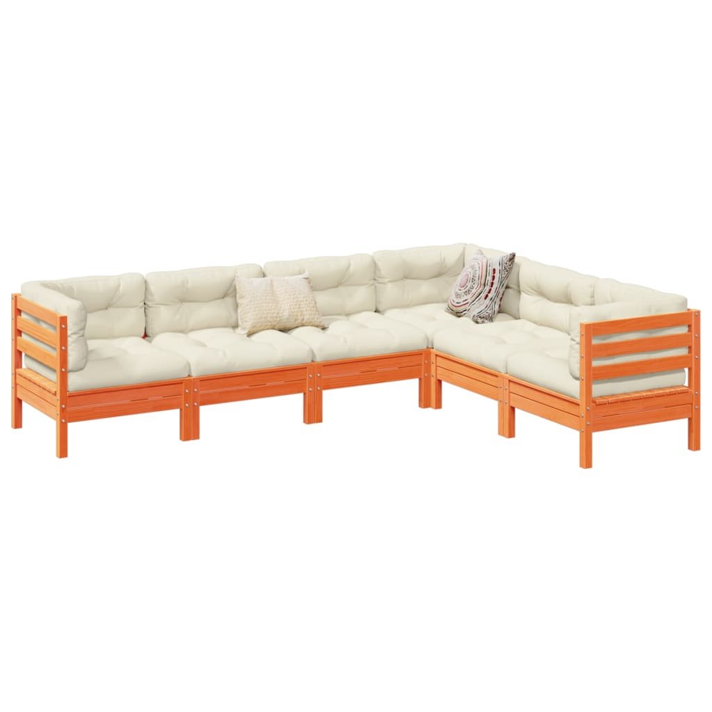 vidaXL 6-cz., ogrodowy zestaw wypoczynkowy z poduszkami, woskowy brąz