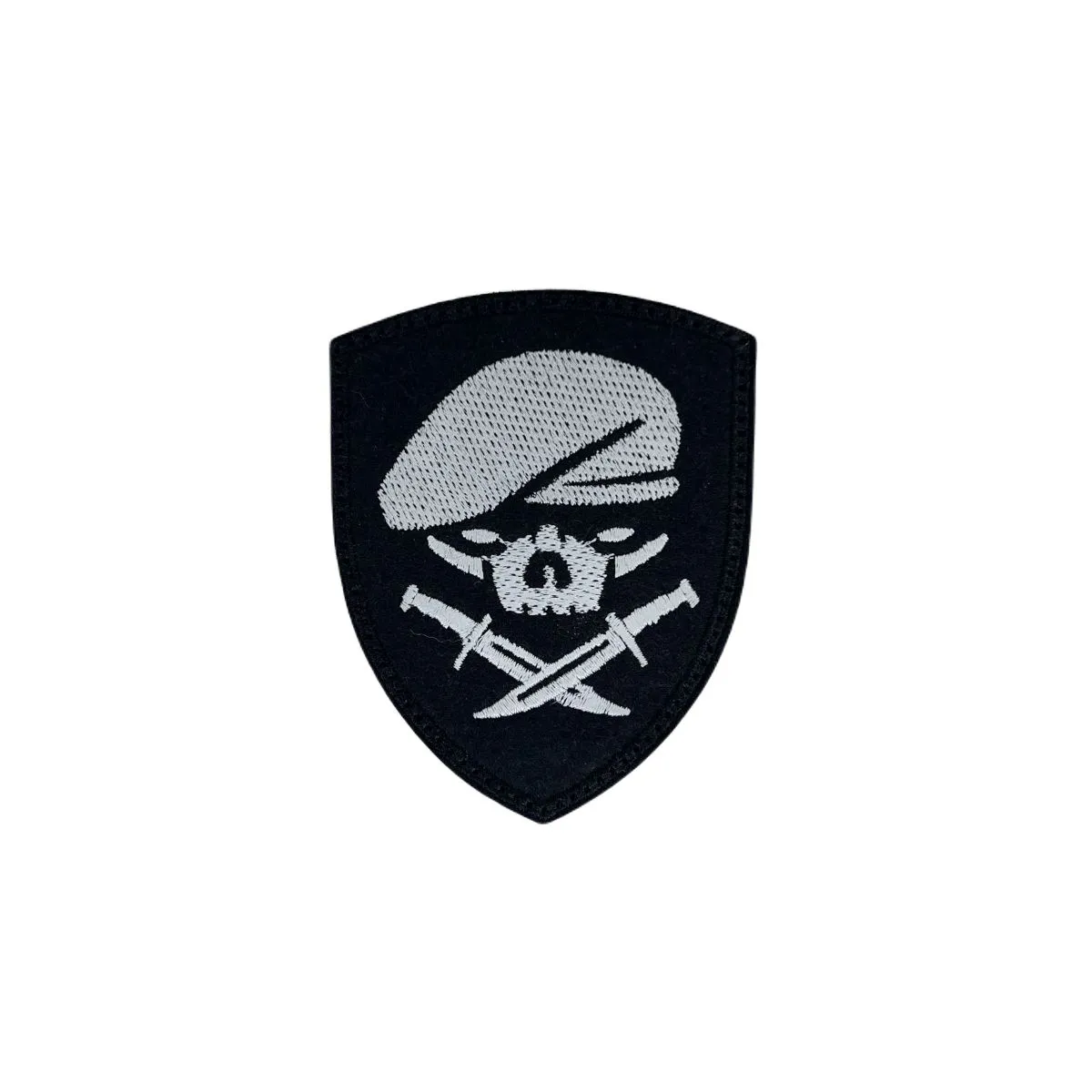 Patch Beret Skull 65mm x 80mm Biały