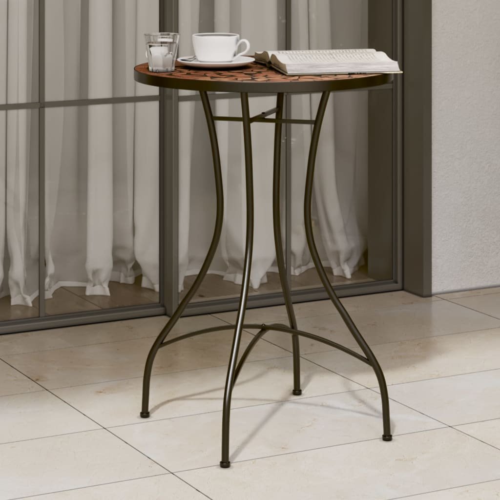 vidaXL Mozaikowy stolik bistro, terakota, Ø50x70 cm, ceramiczny