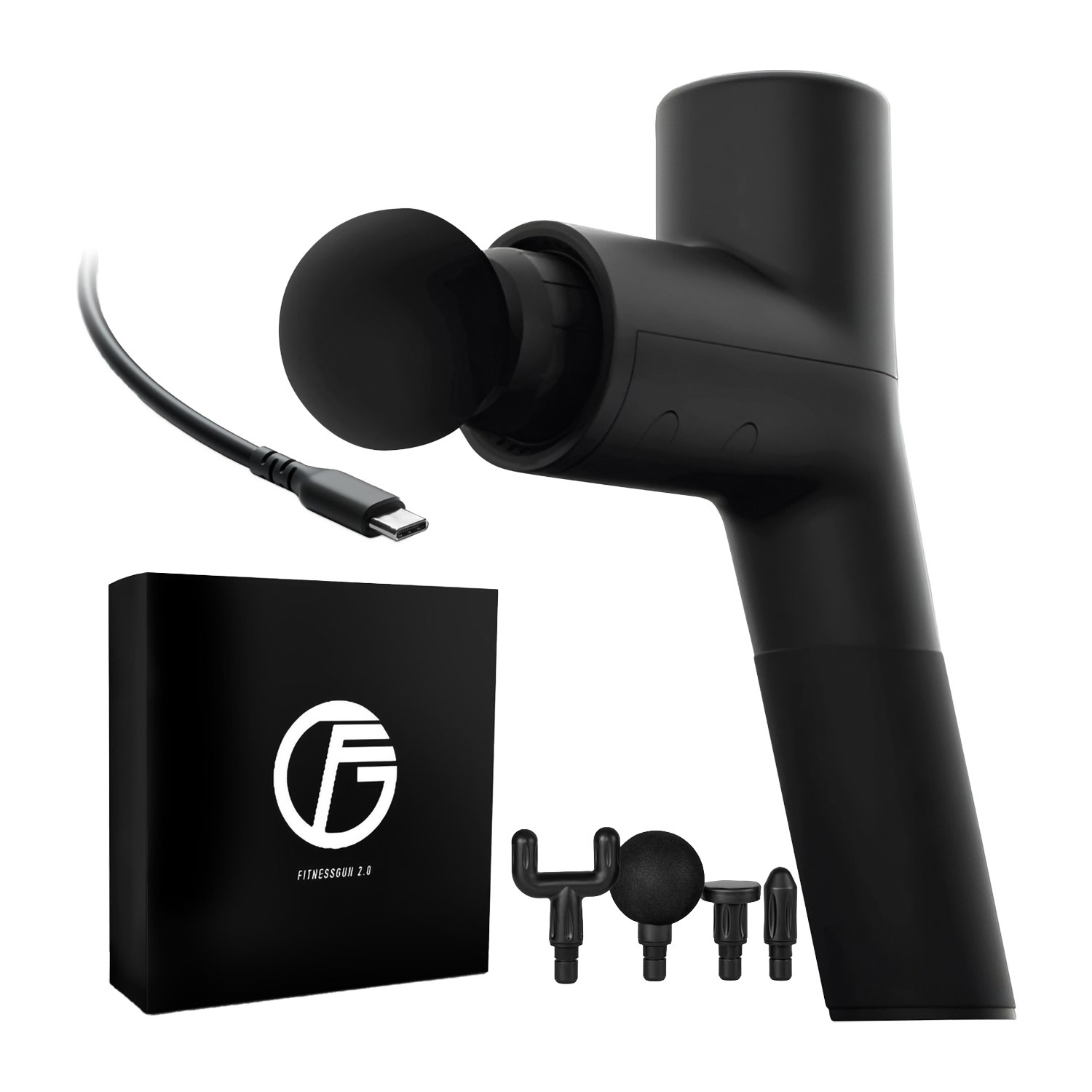 Pistolet do masażu Gymtastic Gymgun Fit 2.0, 4 głowice, 6 poziomów intensywności