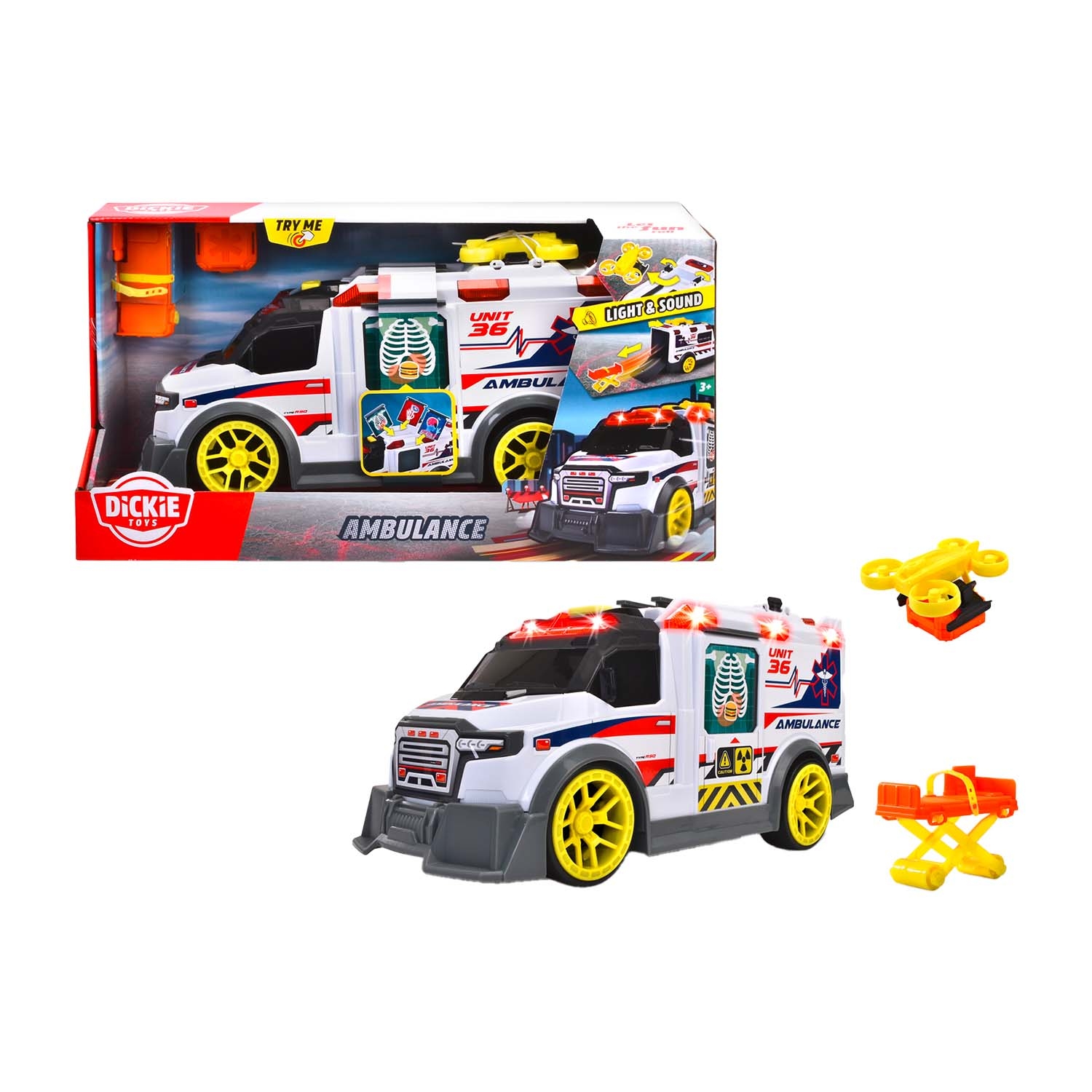 Pojazd ambulans Dickie Toys, 35,5 cm, światło i dźwięk
