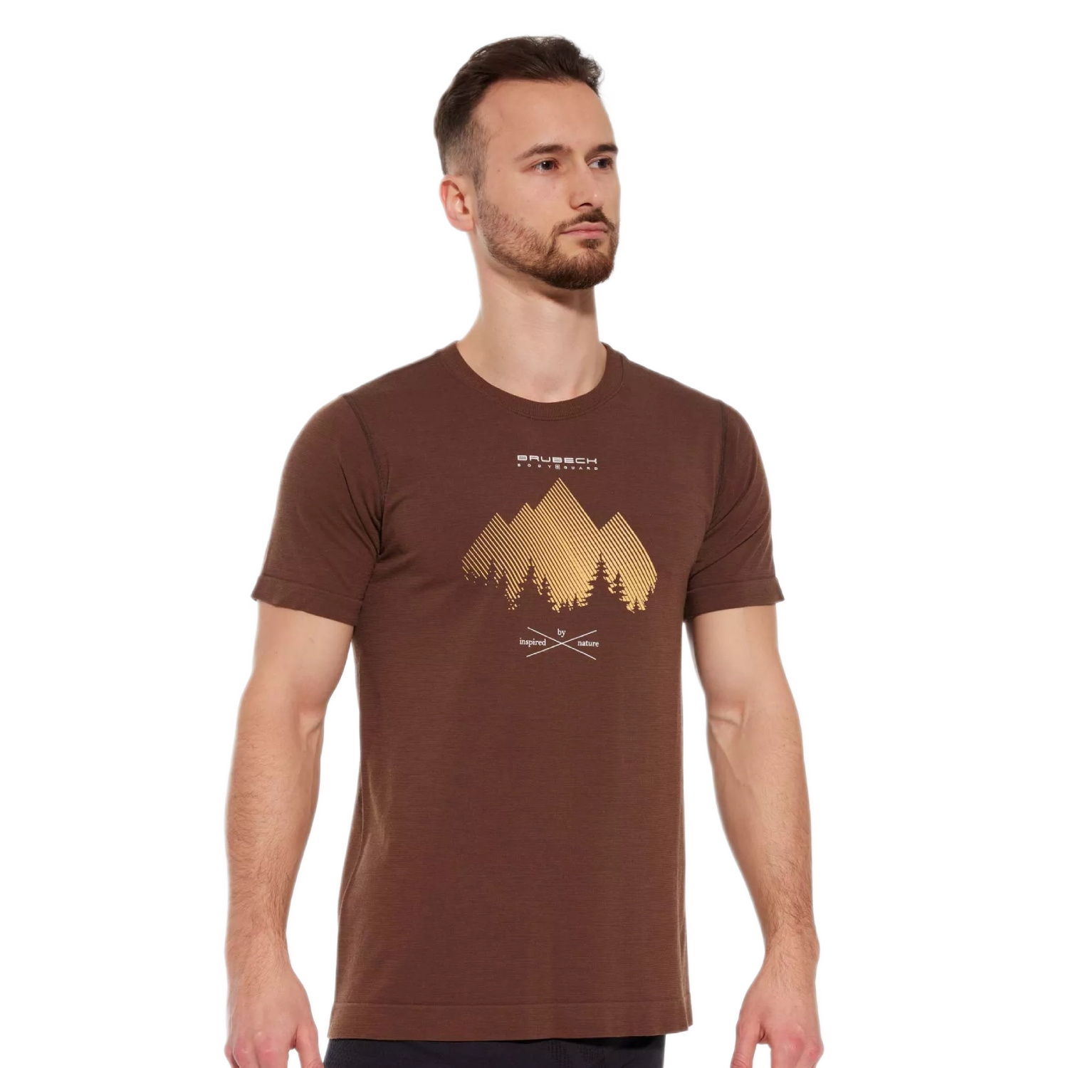 Męska koszulka Brubeck Outdoor Wool Pro SS brązowy - M