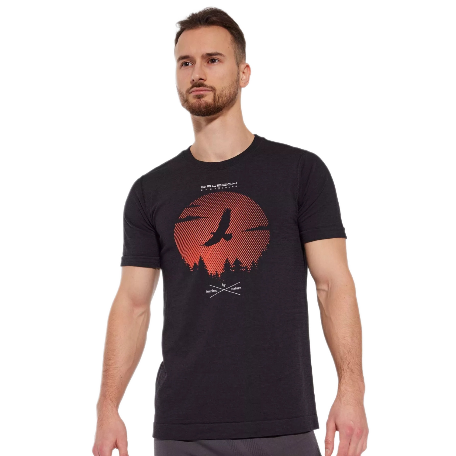 Męska koszulka Brubeck Outdoor Wool Pro SS czarny - S