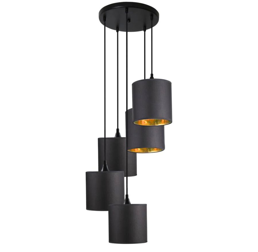 Duży żyrandol czarne abażury - K489 R9-P51