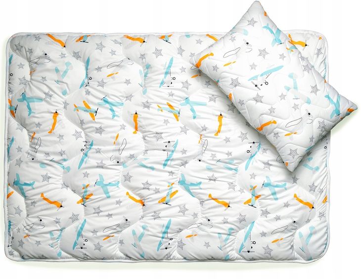 Zestaw dla Dziecka Kołdra 100x135 Poduszka 40x60 Dwa w Jednym Samoloty