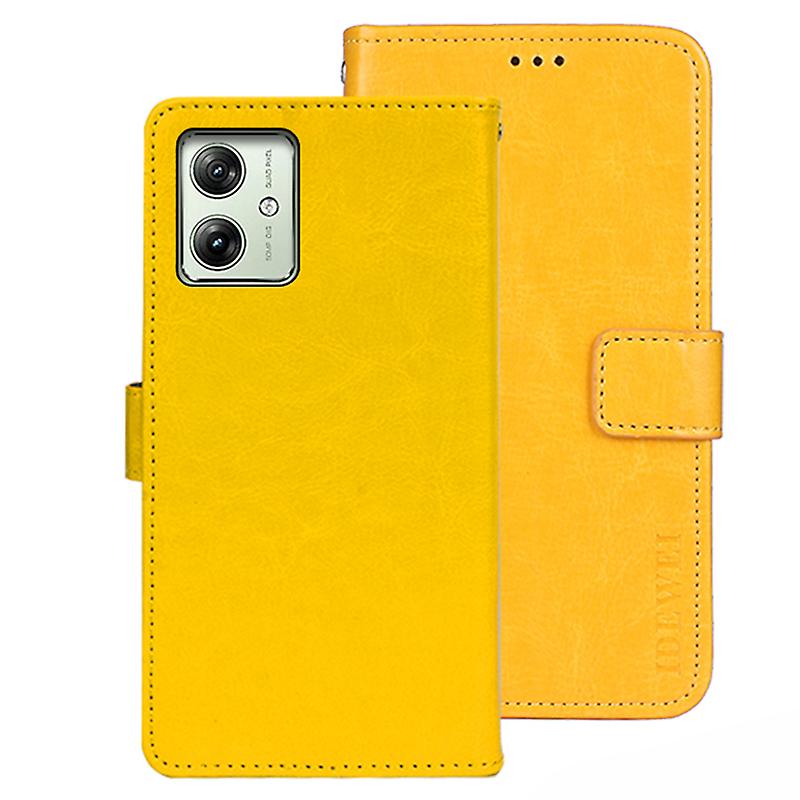 Do Motorola Moto G54 5G Case Anti-drop Skórzany stojak Portfel Pokrowiec na telefon Żółty