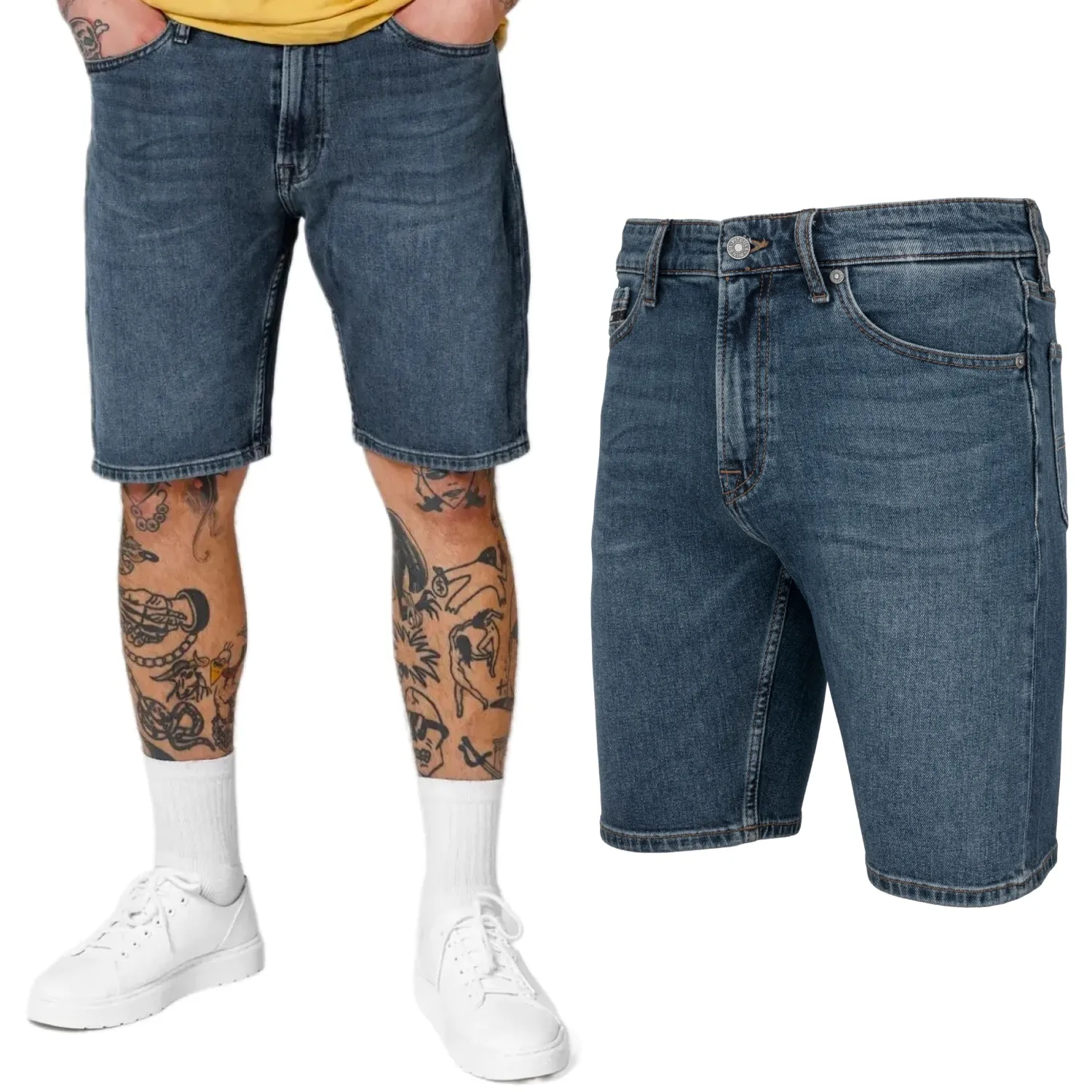 Szorty Jeansowe PITBULL Medium Wash Highlander - Niebieskie
